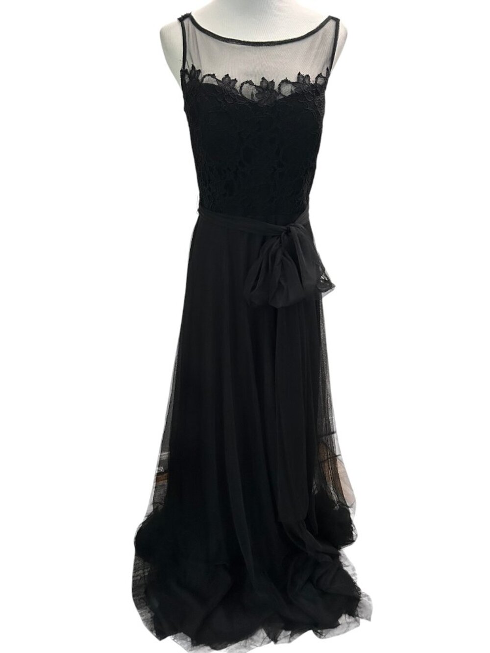 Bill Levkoff Size 10 Long Maxi Special Occasion Dress Black Tulle Lace NWT